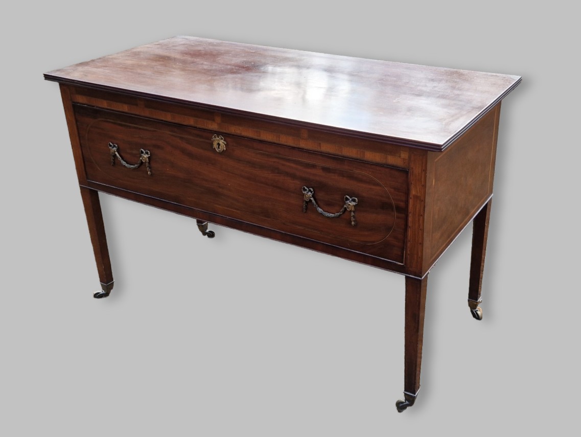 A 19th Century mahogany side table with a single drawer raised upon square tapering legs, 121cms