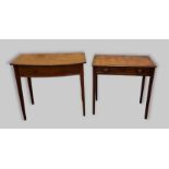 A 19th century mahogany side table together with a similar bow fronted side table