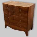 A 19th Century mahogany and inlaid bow fronted chest with two short and three long drawers with