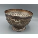 A George V silver rose bowl of half lobed form, London 1916, 15ozs