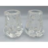 A pair of glass knobbly vases by Liskeard, designed by Jim Dyer, 13cms tall