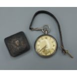 A Doxa military G.S.T.P pocket watch, together with a small white metal box with engraved decoration