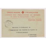 France 1918 Red Cross and Prisoner of War envelope, Paris, used POW mail.