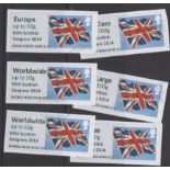 Great Britain Post and Go 2014 Union Flag F.U. set of 6 inscribed 85th Scottish Congress 2014 on