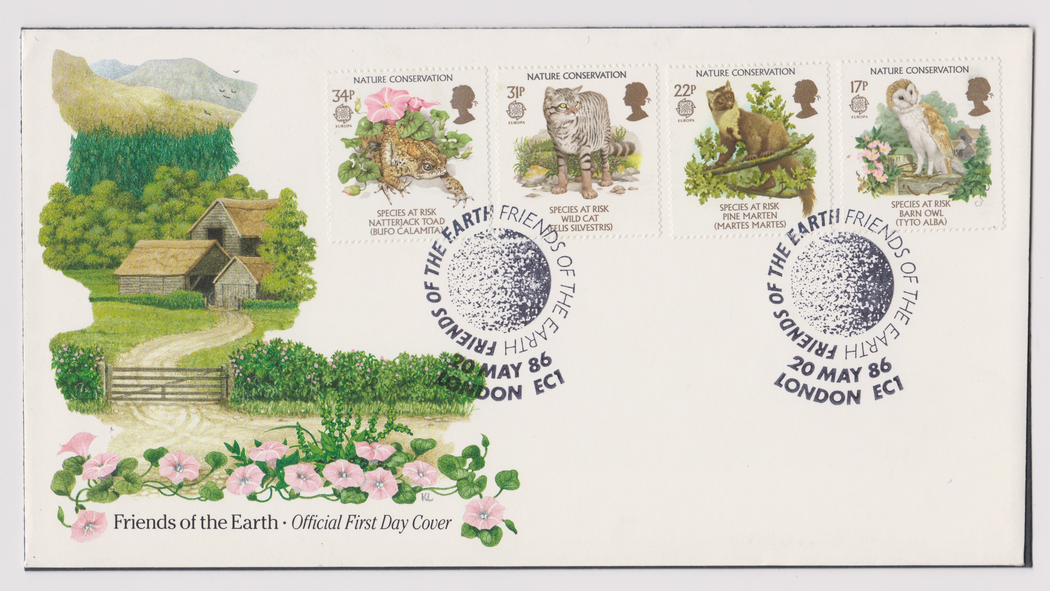 Great Britain 1986 (20 May) Nature Conservation set on Official Friends of the Earth Cover and H/