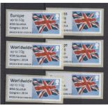 Great Britain Post and Go 2014 Union Flag u/m set of 6 inscribed 85th Scottish Congress 2014 on