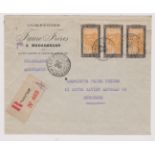 French Colonies Madagascar 1930 Env Registered Tamatave to Bordeaux, commercial entire, fine cover
