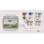 Great Britain 1990 (7 Sept) Gallantry Benham, Biggin Hill Battle of Britain FDC, signed Johnnie