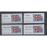 Great Britain Post and Go 2014 Union flag FS41b Europe up to 60g FS44b Worldwide up to 60g Type II