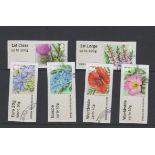 Great Britain 2014-2016 Post and Go British Flora 1st Series F.U. set of 6 FS95a-FS98a FS100a FS102a