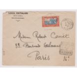 French Colonies New Caledonia 1938 Env Noumena to Paris, 65 Cent Rate, Noumena datestamp, "Buvey
