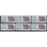 Great Britain Post and Go 2013 Union Flag F.U. set of 6 inscribed The Coronation 60th anniv FS85-