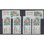 Great Britain Post and Go 2012 Christmas Robin F.U. set of 6 FS51-FS56 Type II MA12