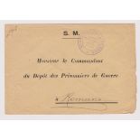 France 1918 Large Prisoner of War Envelope with Ministere De Le Guerre hand stamp in purple