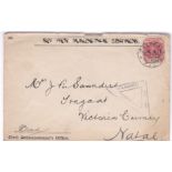 South Africa Boer War 1900 (1 Oct) Envelope censored, Pretoria to Tongaat with V.R.I. 1d O.H.M.S.,