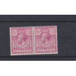 Great Britain KGV Sixpence Purple, Watermark missing Crown, Spec N62a, (SG 313) in l/m/mint pair