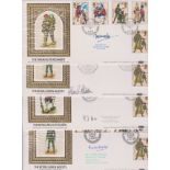 Great Britain (Signed) 1983 Military Uniforms, Official FDC's (4) Benham gold FDC's. Charles Stodden