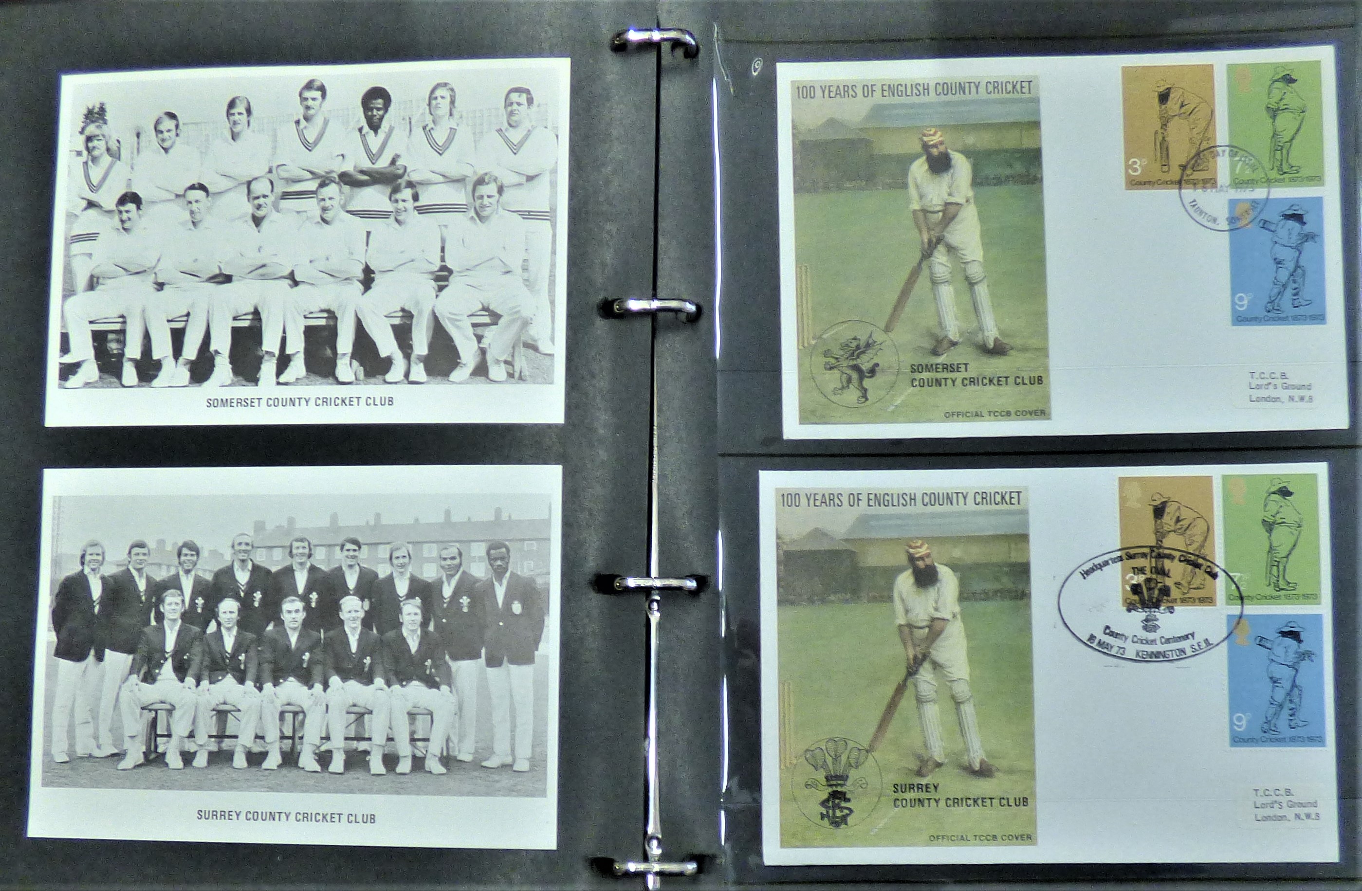 English County Cricket - 100 Years (1973) Collection in Special album, (16) FDC's (Official TLLB) - Image 2 of 4
