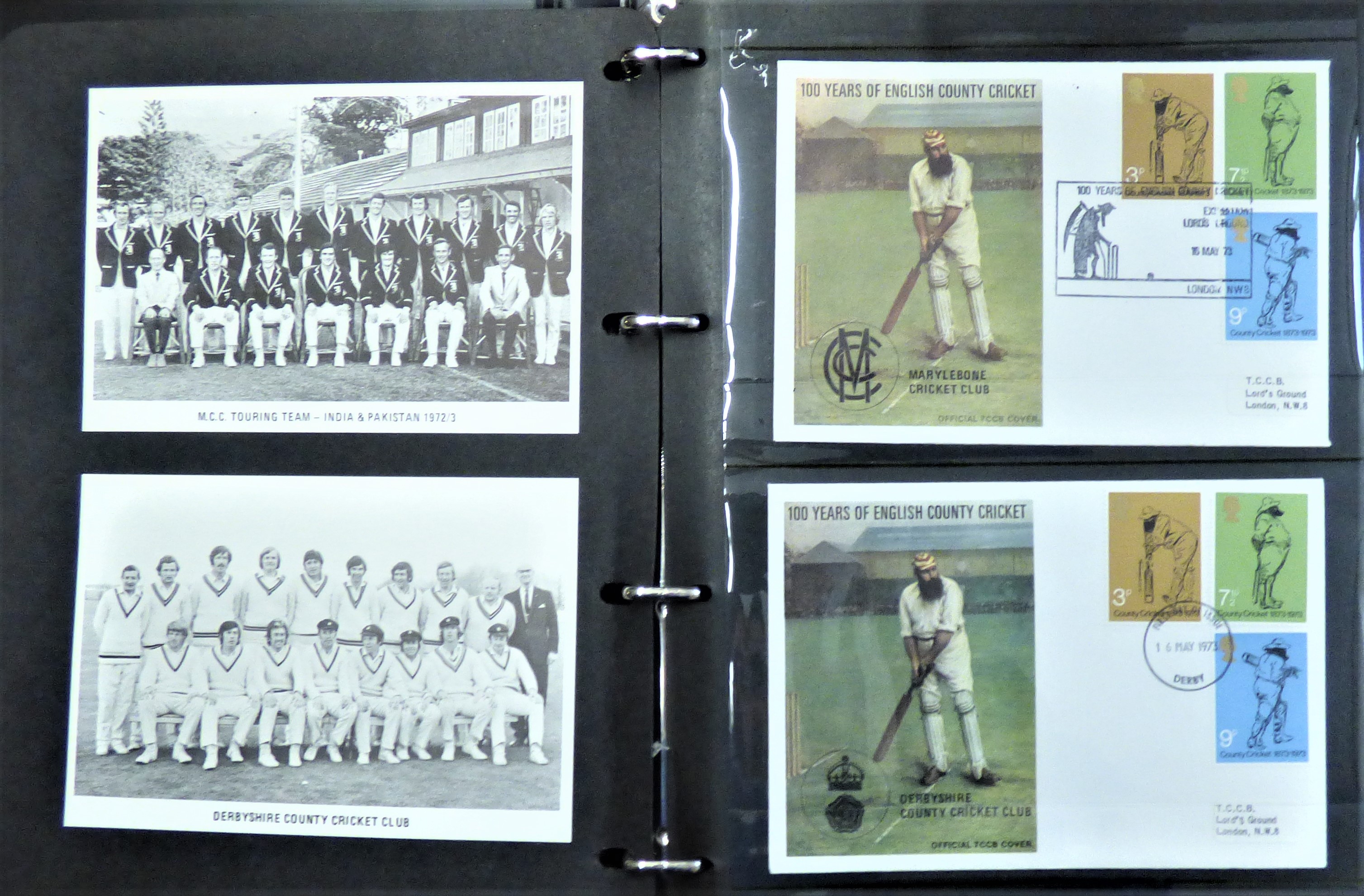 English County Cricket - 100 Years (1973) Collection in Special album, (16) FDC's (Official TLLB)