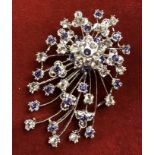 Tara Vanessa Stardust Pin Brooch with possibly Rhinestones and also purple stones, boxed, costume