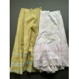 Victorian women's Petticoats 1x Linen Frilled, 1x Cotton and Lace (2 in total)