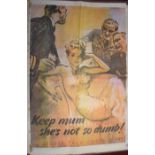 British 1960/70s The War in Posters WWII reprint of the "Careless talk costs lives - Keep mum, she's
