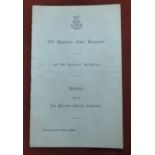 British 7th Queen's Own Hussars. 3rd Old Comrades Re-Union Programme - Service held at The