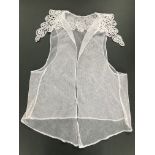 1900s/1920s net bodice with hand worked lace collar, cotton, CB length 44 cm