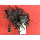 Ladies vintage small black feather fascinator hat comb fitting hair accessory for wedding or the