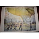 British 1960/70s The War in Posters WWII reprint of the Lifting of a Barrage Balloon by service