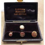 Gold set of (4) Collar Studs Hallmarked Chester 1898, 9ct in original box of purchase.