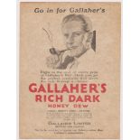 Tobacco - Gallahers Rich Jack Honey Dew advertisement/leaflet, black and red. 4"x 6" and in fine