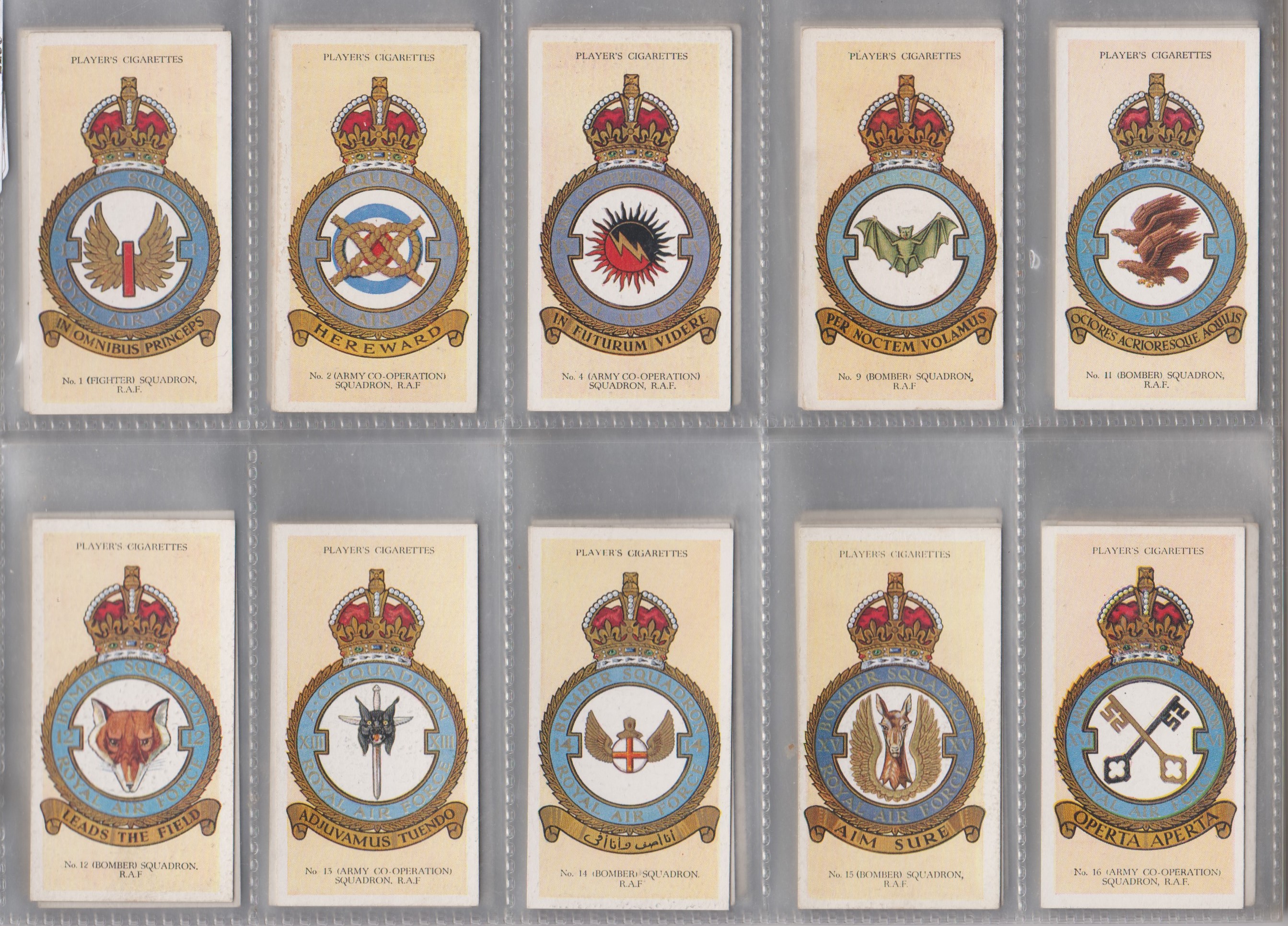 2 Sets RAF badges (without clause) 50/50 cards, VGC and Racing Caricatures 40/40 cards. VGC