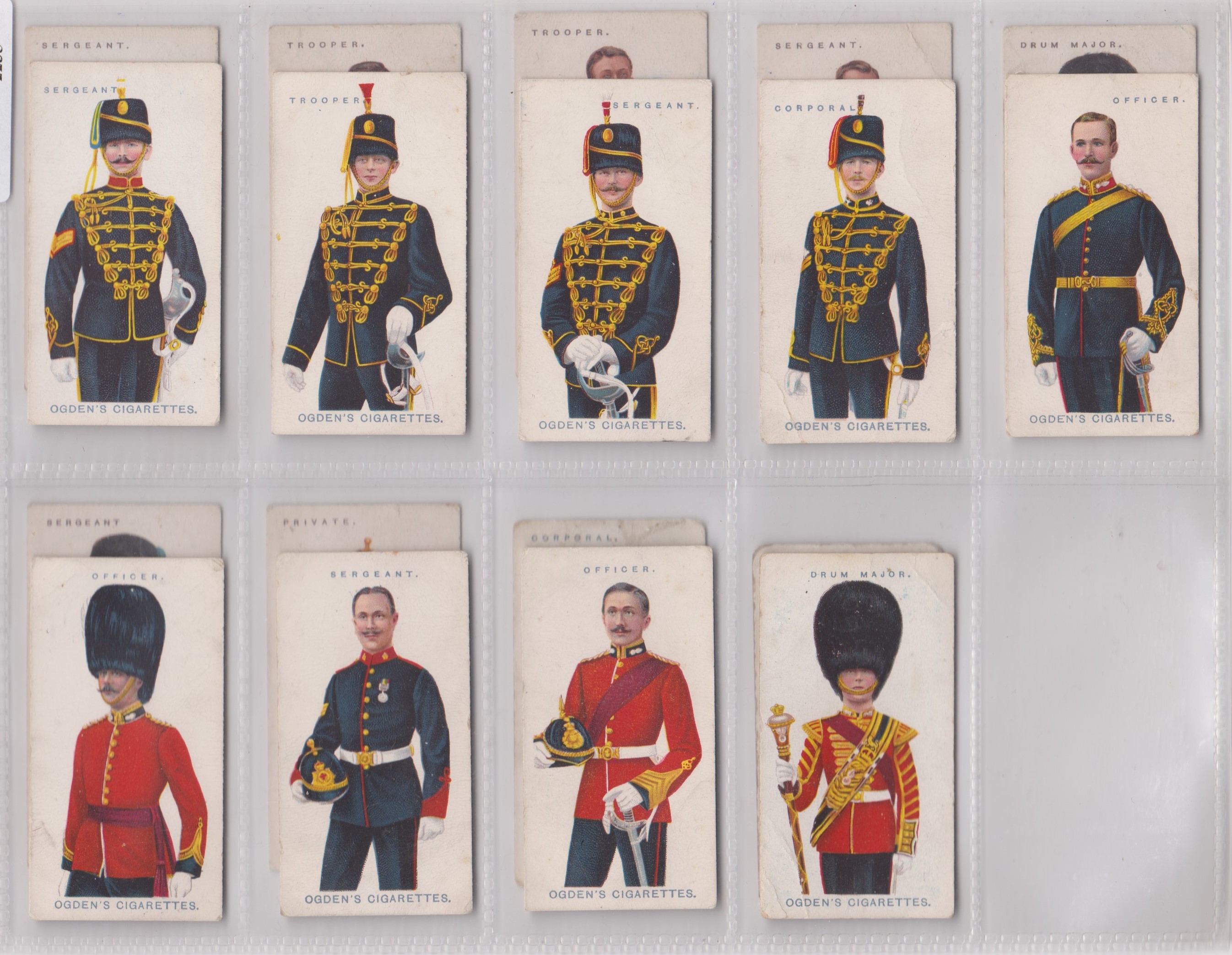 Ogdens Soldiers of the King (18 odds) (11 grey fronts) 1909 (7 brown fronts) 1909 3 poor and 15 good