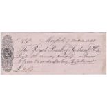 Royal Bank of Scotland Maybole 1868 used bearer, 7 Dec 1868, black on white, Printer W. & A.K.