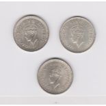 India rupee, 1940, EF, KM 556 (1) and India rupee, 1942 (2), EF/AUNC