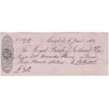 Royal Bank of Scotland 1869, Maybole, 1869, used, bearer, CO 6.01, black on white, printer Johnston