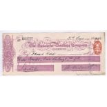 Lancaster Banking Company Ulverston used 1894, purple on cream, red oval 1d