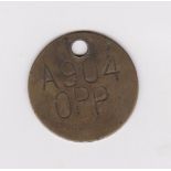 Carriden Brae Opp Bus Stop Token for A904 Muirhouses Bo'ness in Scotland. Early 20th century brass