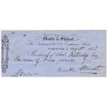 Mackie & Stewart Exchange Street Norwich, 1858 receipt, embossed one penny tax stamp