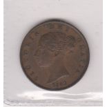 1853 Victoria Halfpenny, VF S3949