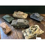 Model Tanks, small box of toy tanks and military vehicles mostly plastic some metal, 30+