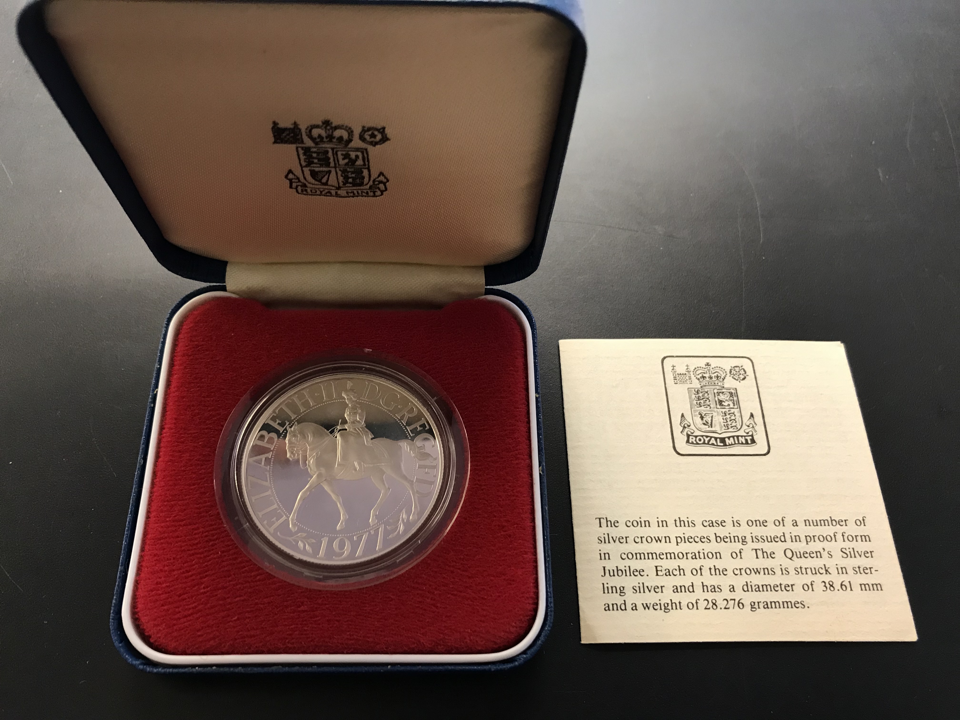 1977 Queen's Silver Jubilee Proof Silver Crown, Royal Mint case & certificate