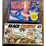 Vintage MB Battleship blow-up game, 70-80's era, 2 player game and Vintage Black Cannon Young