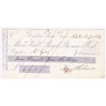 Hall, Lloyd, Bevan & West, Brighton Union Bank 1864 used, order, purple on white