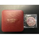 Saint Helena 1973 Tercentenary Silver Proof Crown Royal Mint case and certificate