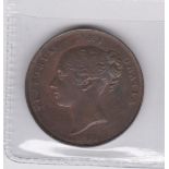 1854 Victoria PT Penny Extremely fine with lustrous dark toning, S 3948