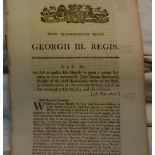 George III Parliamentary Act concerning the reward of actions rendered by Vice Admiral Sir John