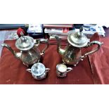 Viners Silver Plate (4) piece Coffee/ Tea Set including a Tea/Coffee Pot, Hot water pot, milk jug