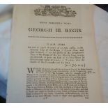 George III Act of Parliament concerning Treason, 12th July 1799 - An act to repeal so much of an